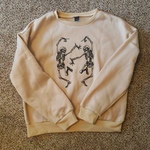 Shein skeleton print drop shoulder thermal pullover